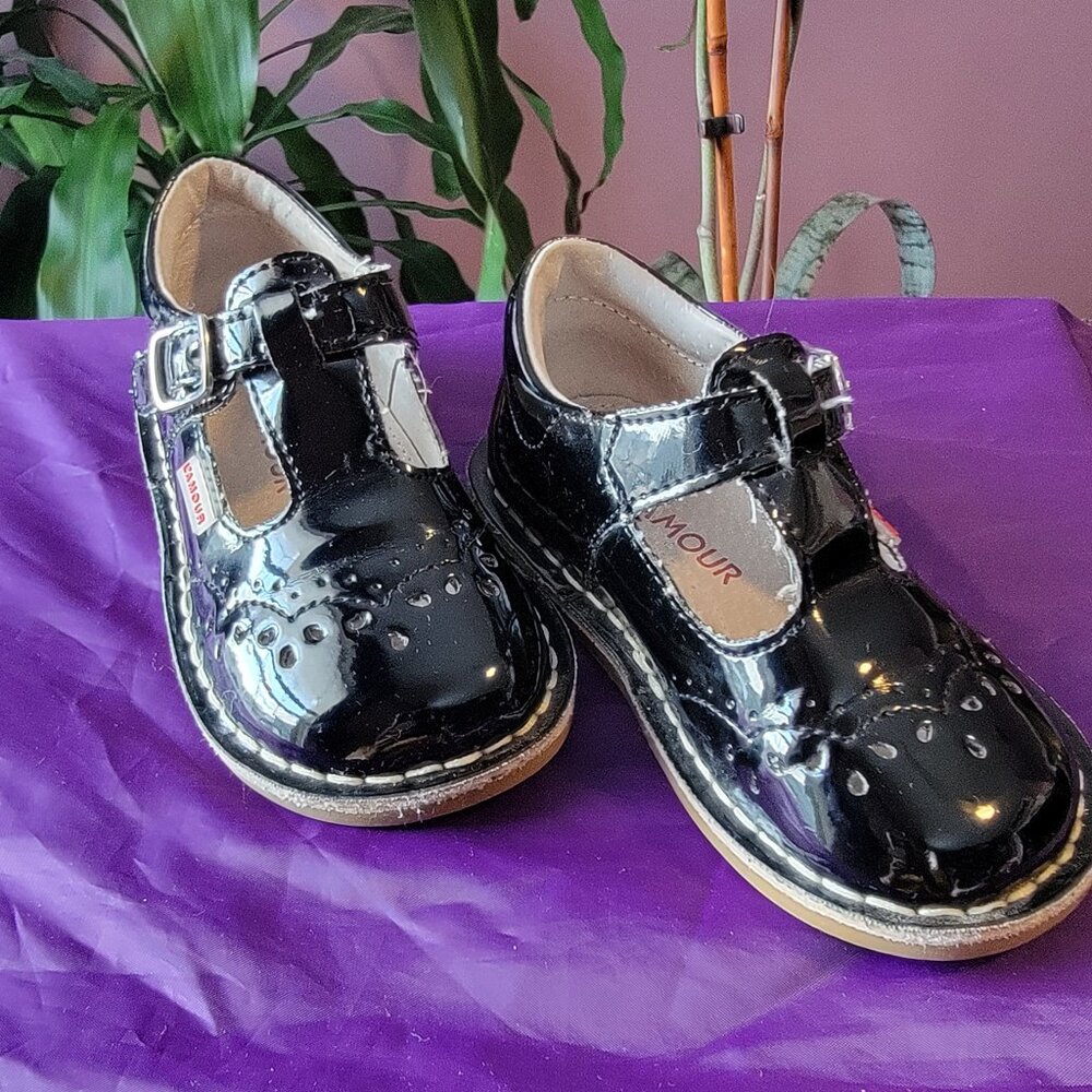 L'Amour Black Ruthie T-Strap Mary Jane (Size Child 7) (GOOD)